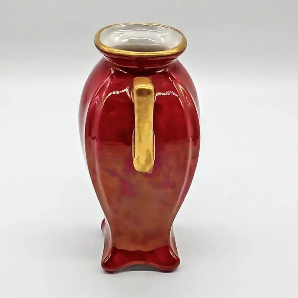 Janet Duke 1939 Double Handle Red Glazed Porcelain Jar Vase